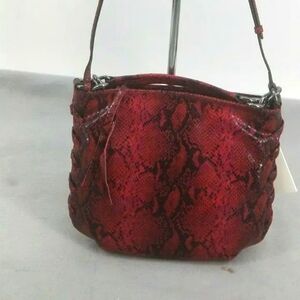 Aimee Kestenburg Leather Red Snake Print Shoulder Bag Purse